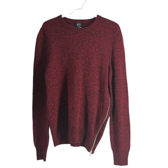 Alexander McQueen wool sweater marled red black side zipper detail luxury sz Sm